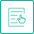 Hand selecting an item from a checklist, drawn in a teal outlined square