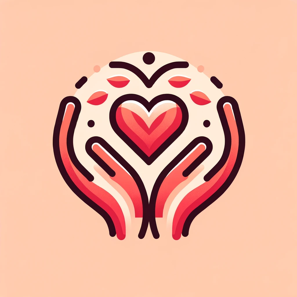Two hands cradling a red heart, marking premium support