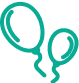 Line icon of two balloons on curling strings
