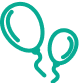 Line icon of two balloons on curling strings